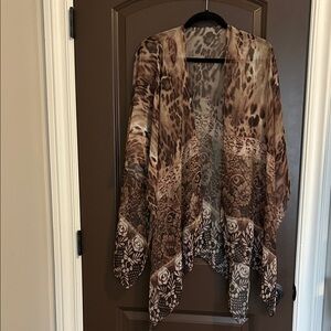 Elegant Lightweight Brown Animal Print Poncho